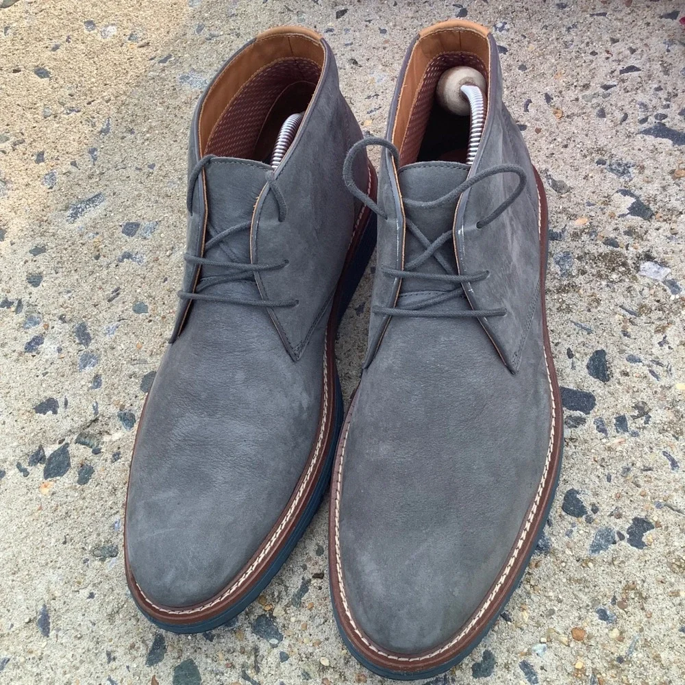Johnston & Murphy Mens Gray Nubuck Leather Chukka Boots Trufoam 20-7919 11M
